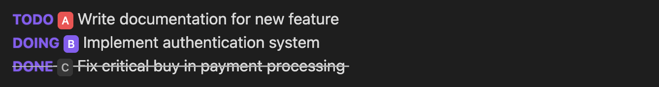 Editor Task Styling Example