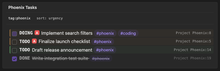 TODOseq embedded task list example