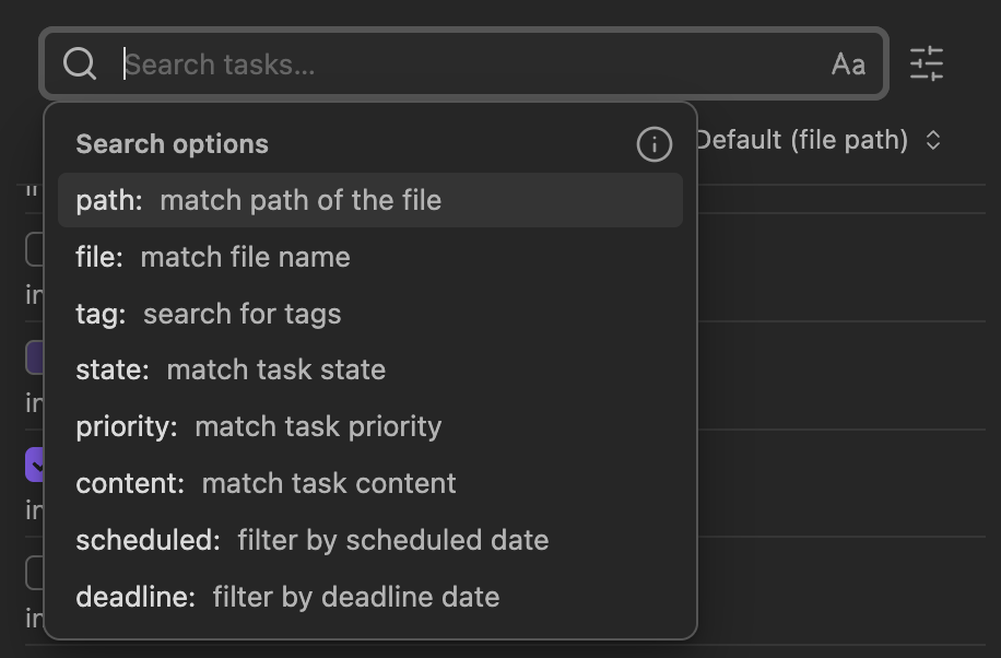 Search Options