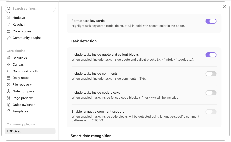 TODOseq Settings