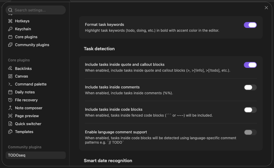 TODOseq Settings